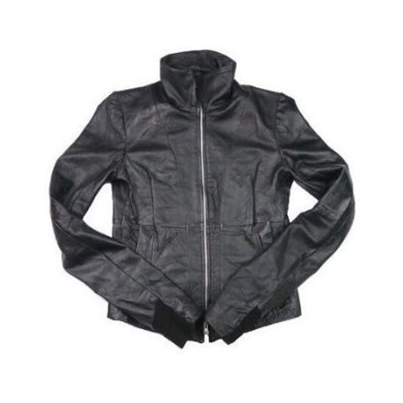 注文 エカム EKAM コットン x レザー ジャケット 黒 レア ライダース