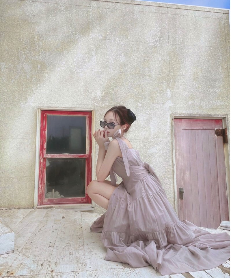 ショルダーリボンサマーロングドレス / Shoulder Ribbon Summer Long