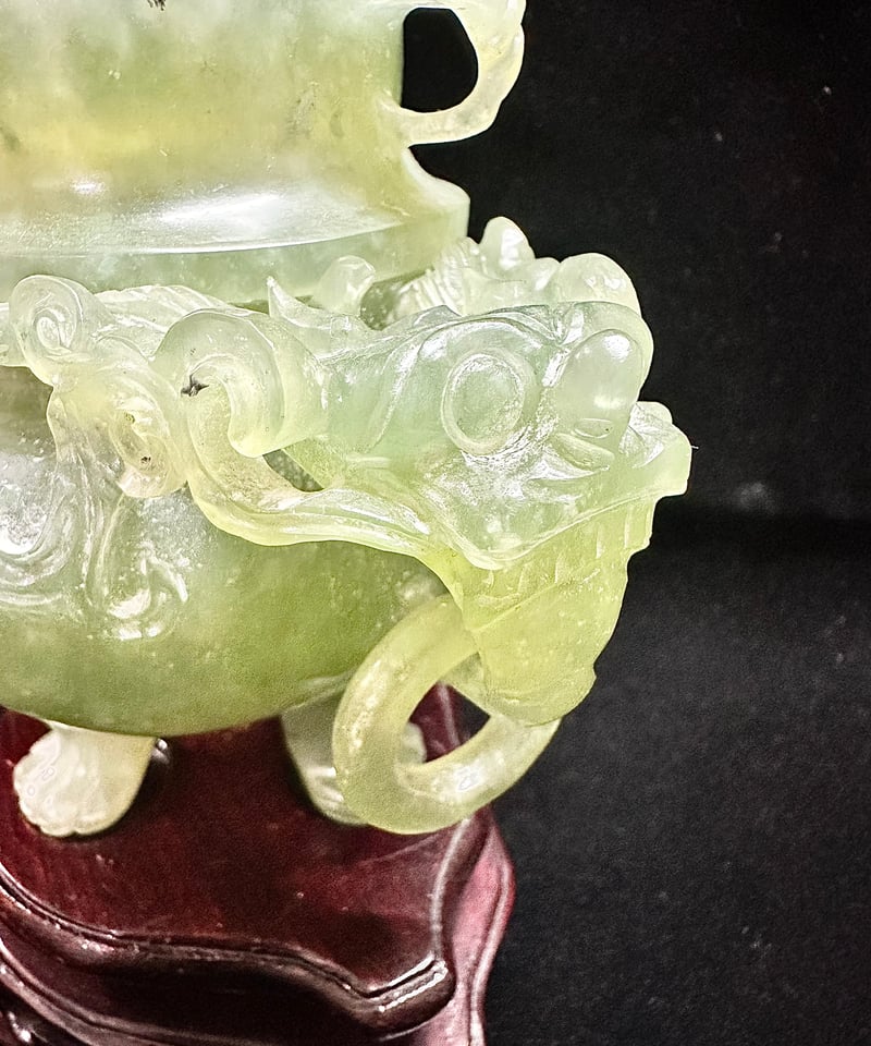 中国翡翠（玉石）の三足香炉 台座付き | うさぎ屋
