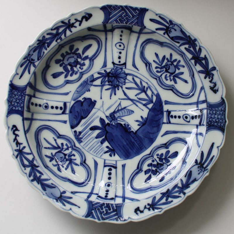 古伊万里 芙蓉手 輪花 染付皿 3枚セット 渦福 二重