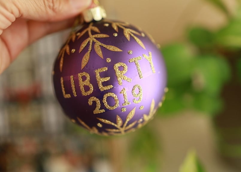 Libertyクリスマスオーナメント2個＆カードセット（ロンドンリバティ