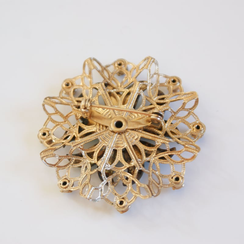 ガラスエナメル ブルー ブローチ / ヴィンテージ・コスチューム