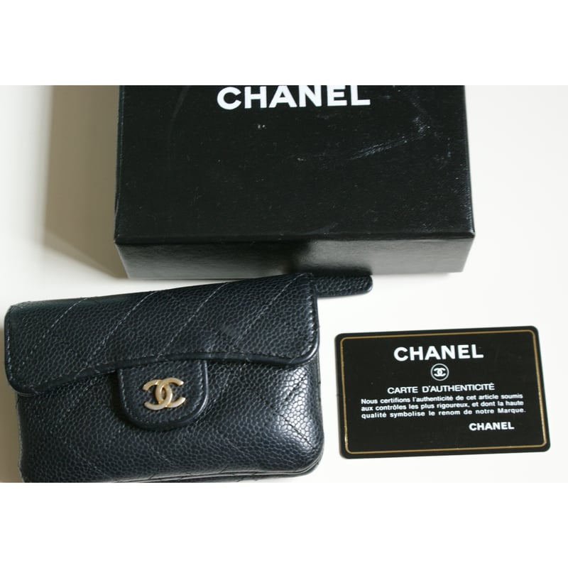 CHANELシャネル キャビアスキン ブラック コインカードケース ココ