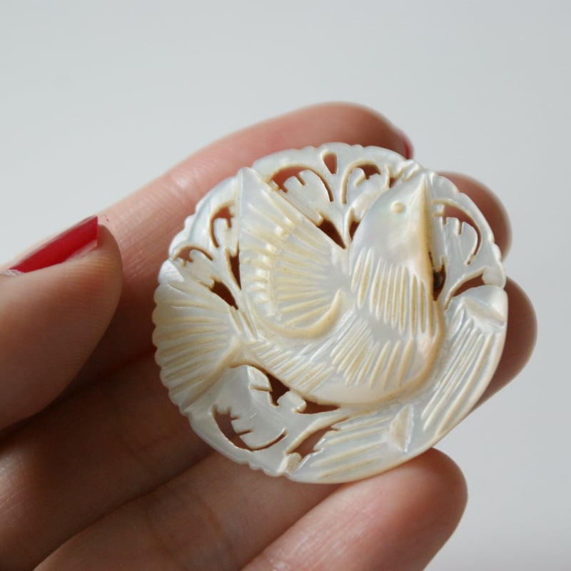 ベツレヘムパール 鳩 シェル マザーオブパール ブローチ