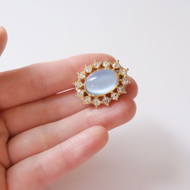 ブルームーンストーン ラインストーン ミニブローチ / ヴィンテージ