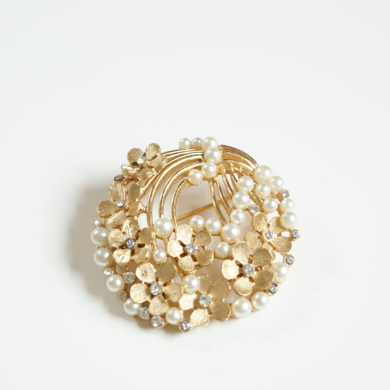 TRIFARIトリファリ フラワー パール ブローチ/ ヴィンテージ