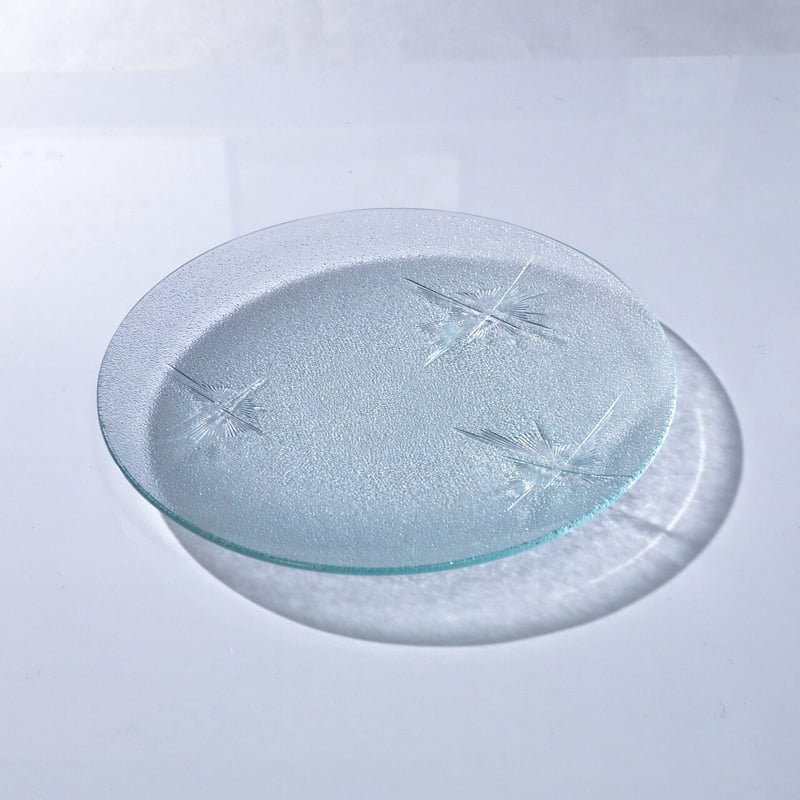 古い クリスタルガラス 星形模様 皿 約20cm 古い クリスタルガラス 星