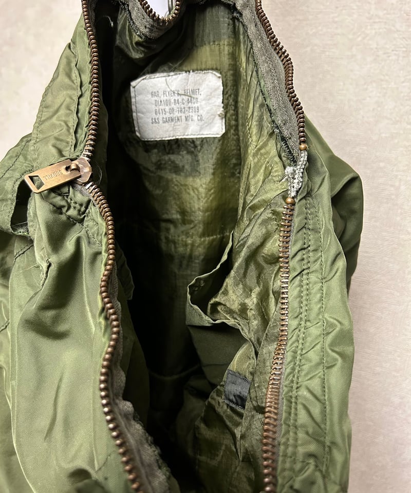 米軍実物希少ブラスジッパー年代ヘルメットバッグ〉米軍84年製4th前期