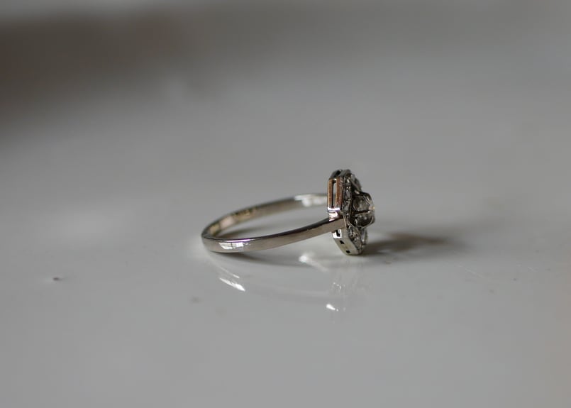 FR-48 アールデコ K18 天然ダイアモンド フランスアンティーク