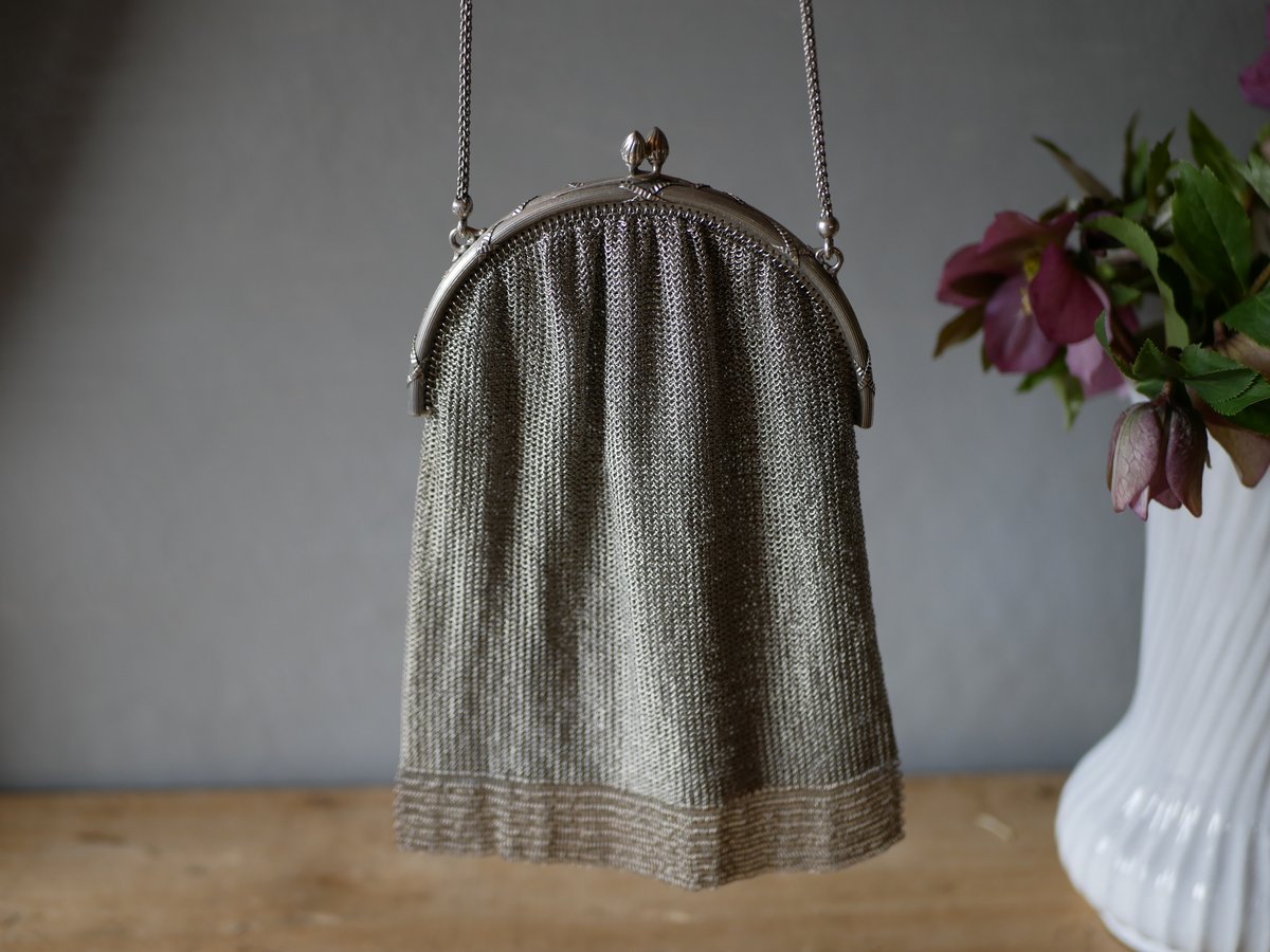純銀 メッシュバッグ シャトレーン フランスアンティーク アンティーク