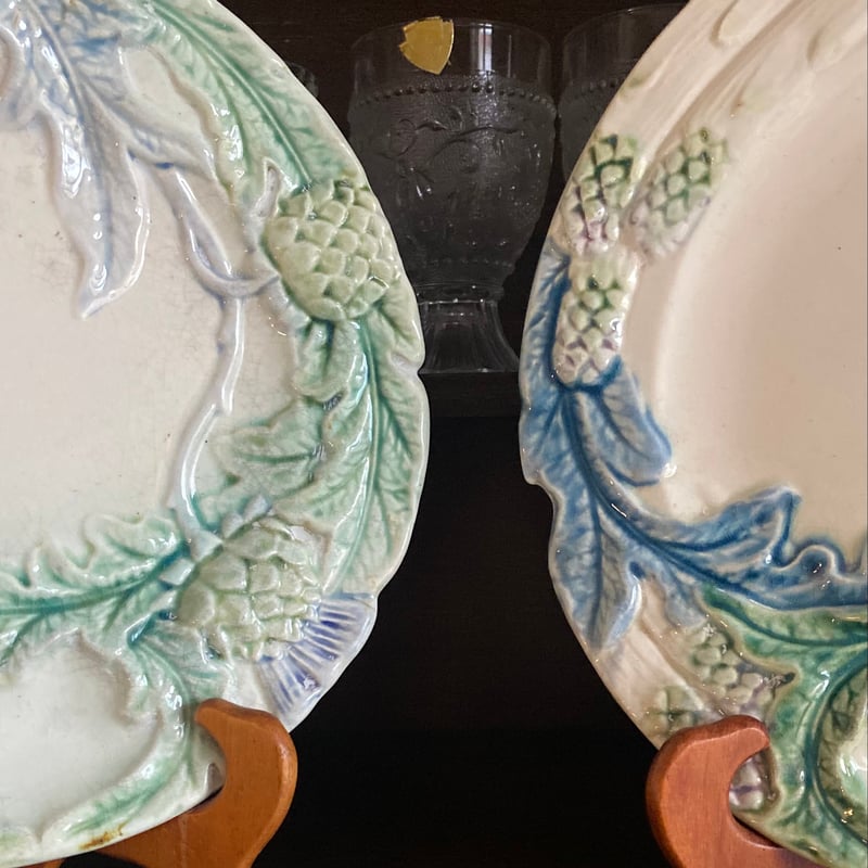 19世紀 フィヴ・リール アスパラガス・アーティチョーク・プレート