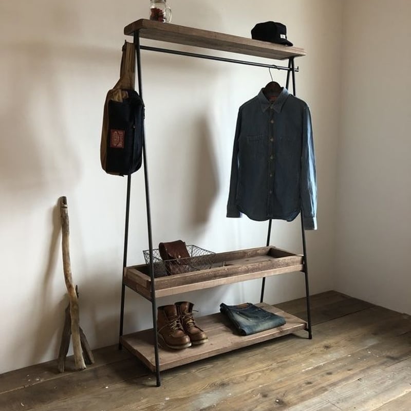 数量限定 2D-M5 / 2段棚 ハンガーラック アイアン インダストリアル 古