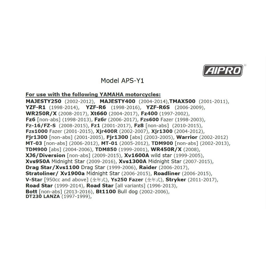 即納】アイプロ製☆スピードヒーラー APSY1 WR250R/X YZF-R1 DT230