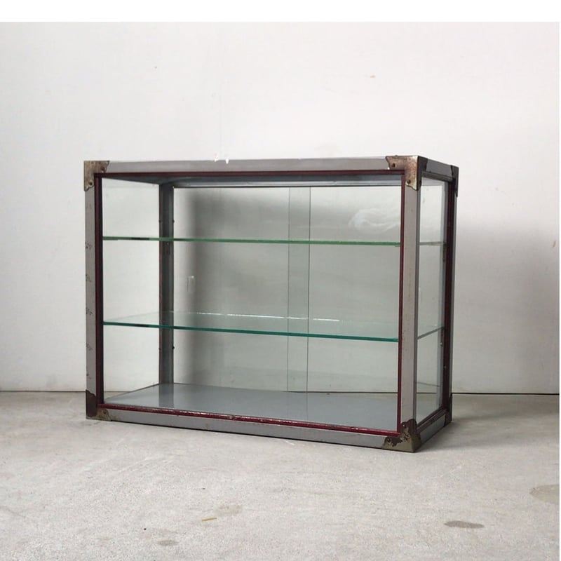 ヴィンテージ スチールショーケース 2段ガラスケース 鉄製 完品