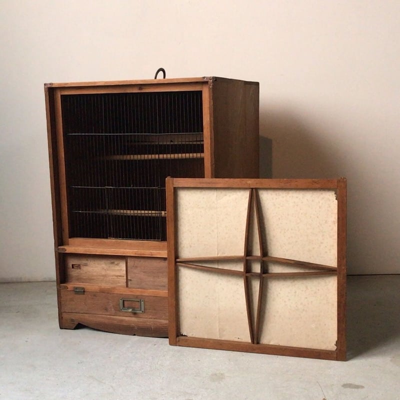 ヴィンテージ バードケージ 大正〜昭和 杉無垢板 時代 鳥籠 希少 珍品