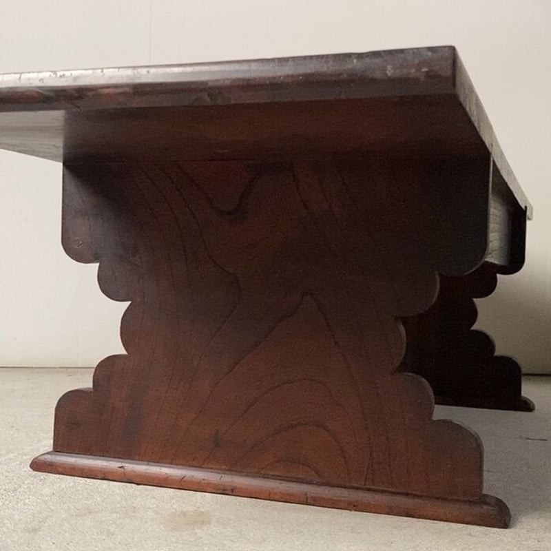 江戸〜明治期 欅材 文机 1杯引出し 雲形脚 寺子屋机 美木目 書物机