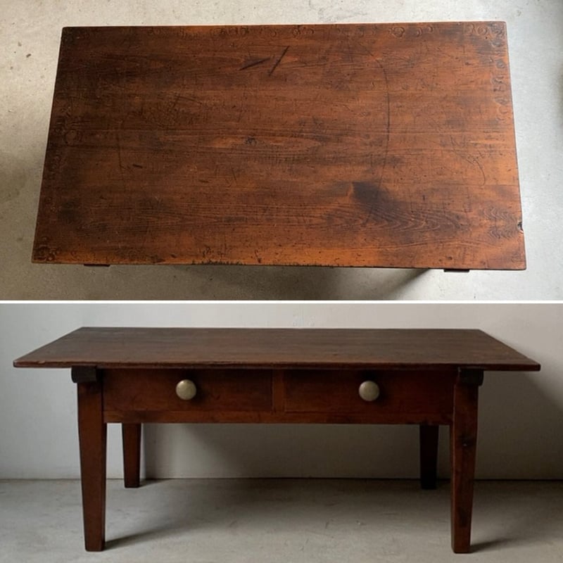 文机 机 テーブル 引き出し二杯 アンティーク 古道具 古家具 古い