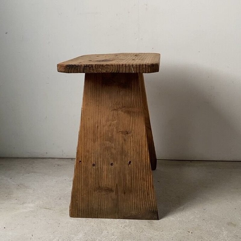 古いスクエアスツール 兼 踏台 杉無垢材 作業椅子 木工 昭和期