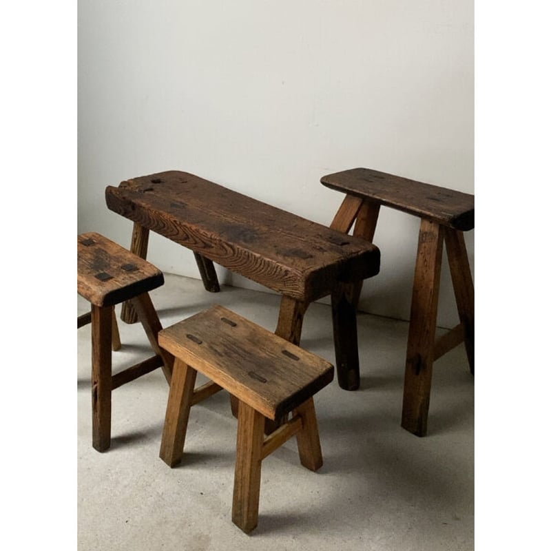 80〜90s 大阪民藝館販売品 木工腰掛け 作業椅子 踏台 ステップ