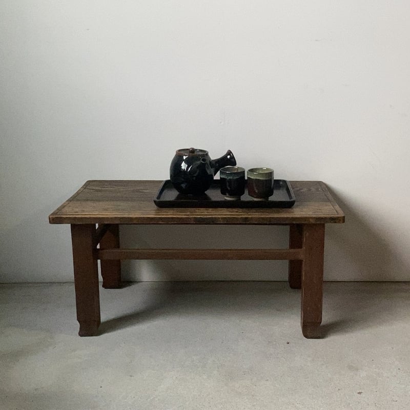 昭和期の小さい座卓 古い文机 ローテーブル 飾り台 飾り彫り和家具 古