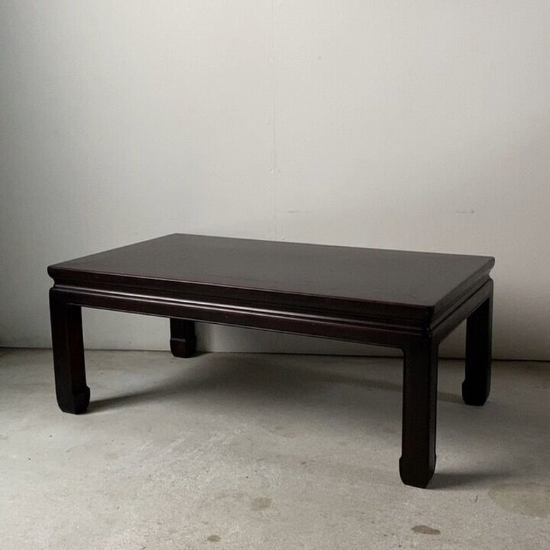 唐木紫檀材の小さな座卓 幅約79cm 直線のシンプルデザイン