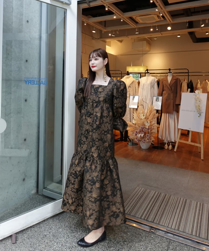 acka jacquard volume dress