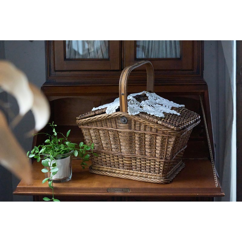 フランスアンティーク 蓋つきパニエ バスケット 良い状態 ピクニック