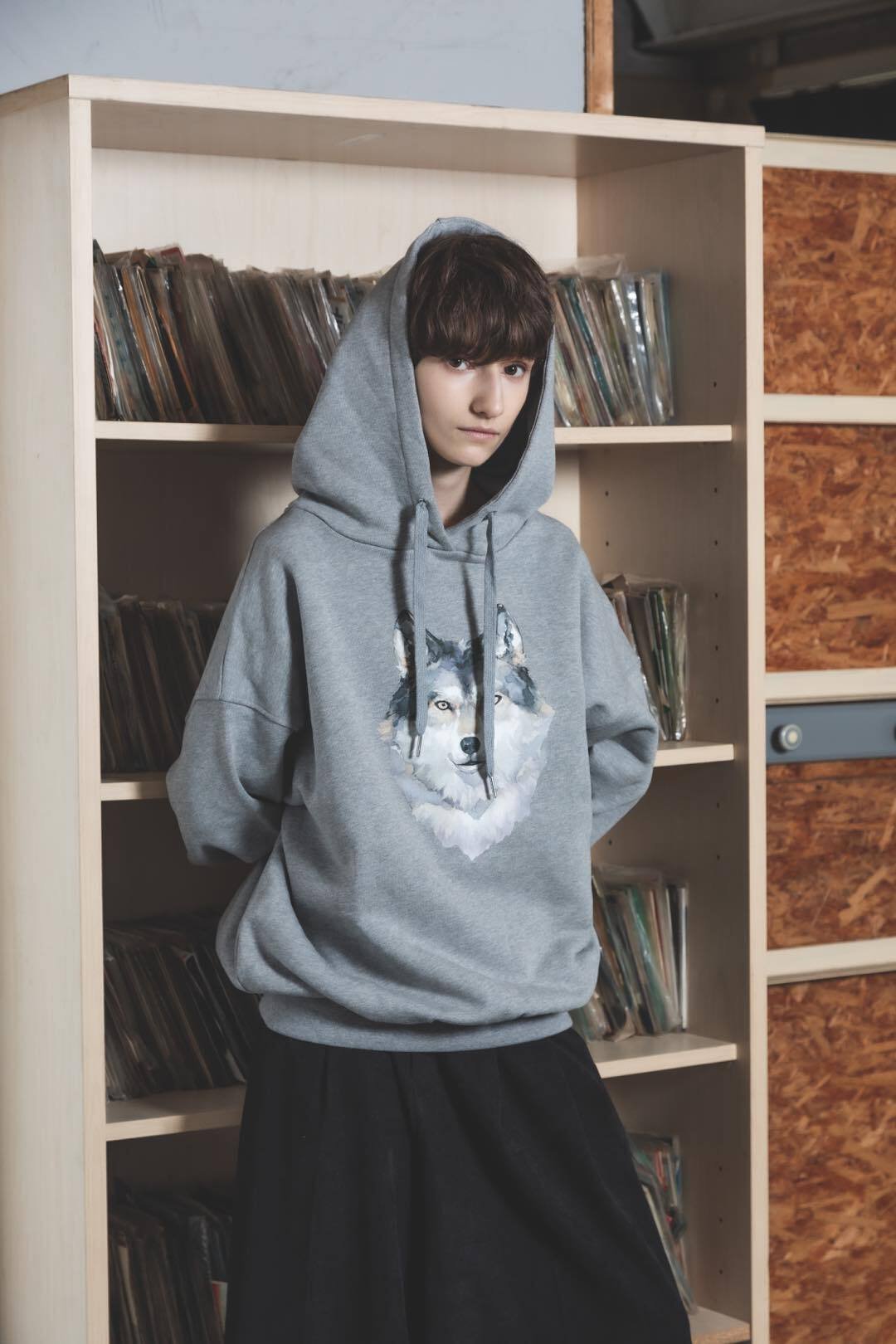 Okami Hoodie(Ippiki)-グレー | harapeco Store