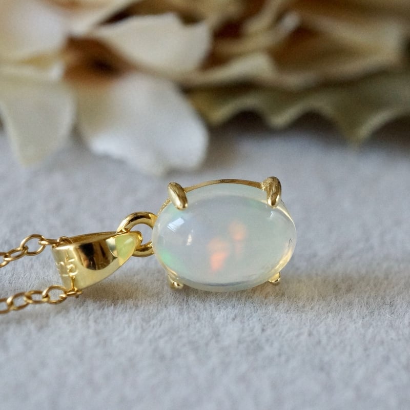Handmade】オパール ペンダントトップ 18kゴールドプレーテド シルバー