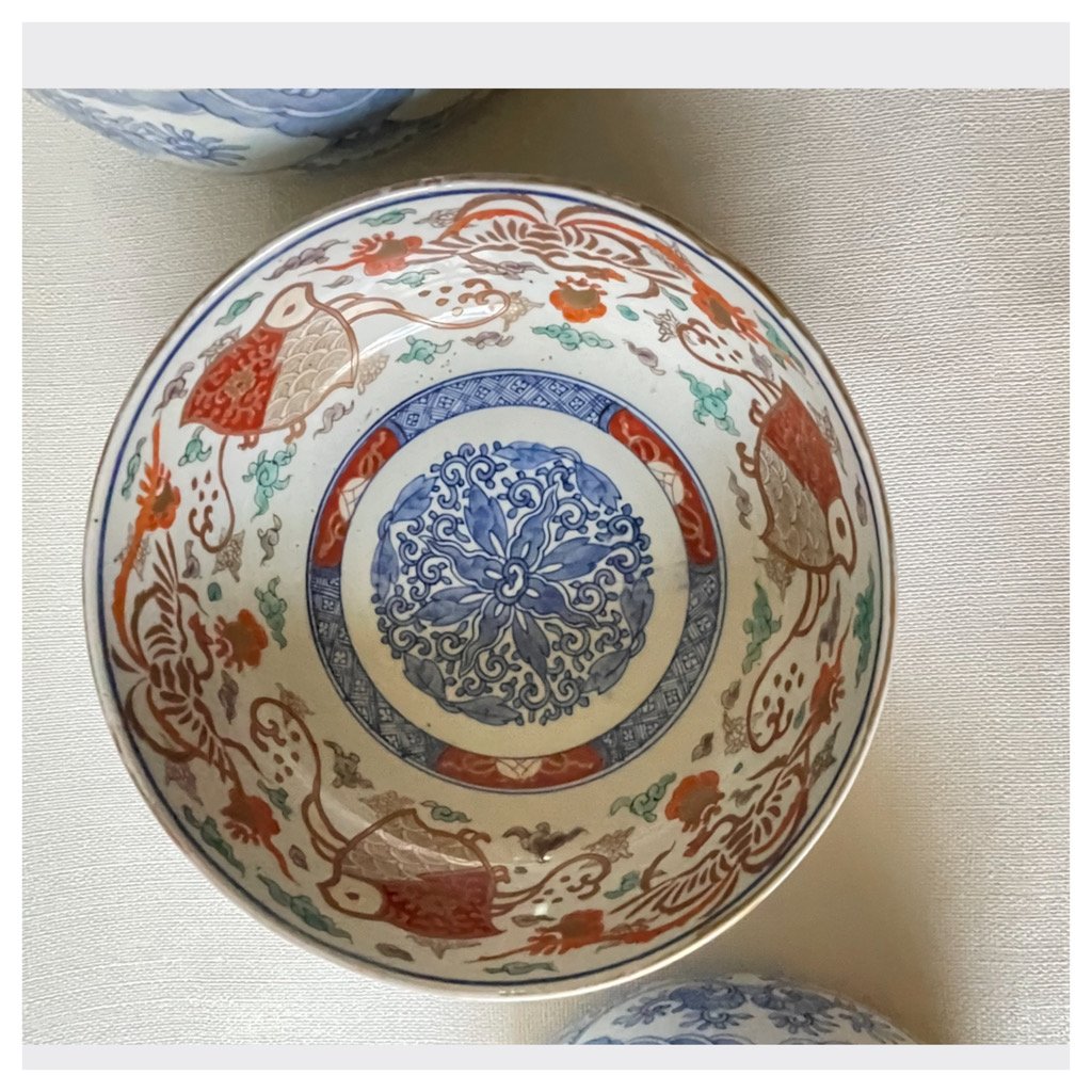 636 骨董 アンティーク 古伊万里 染付 豪華絢爛 色絵鉢 大 1点 幕末 古