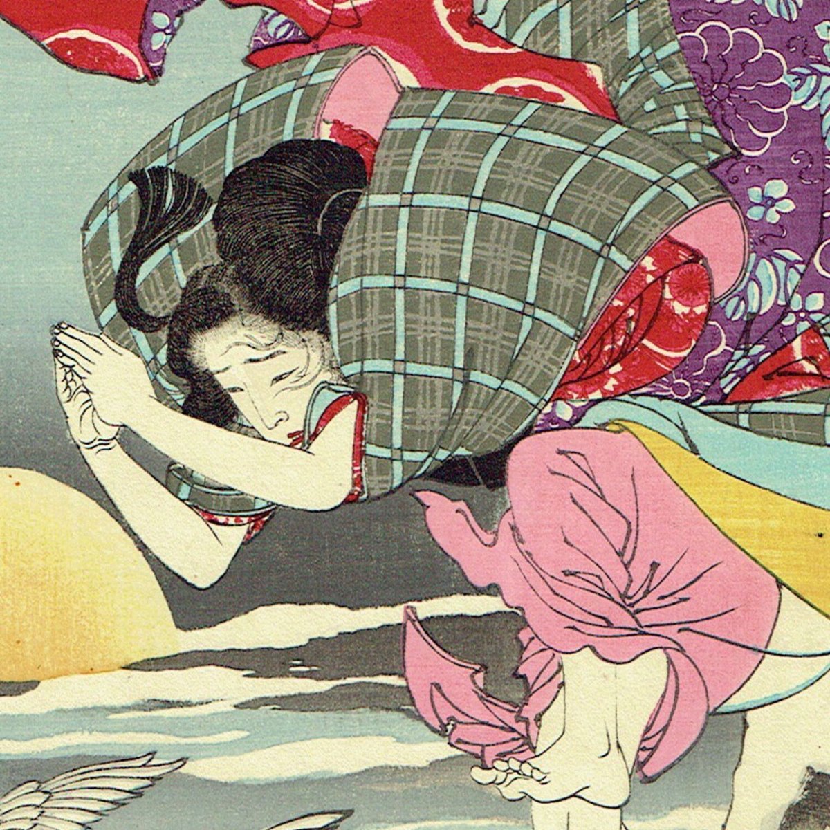 月岡芳年「月百姿 朝野川晴雪月 孝女ちか子」明治18年(1885)【浮世絵