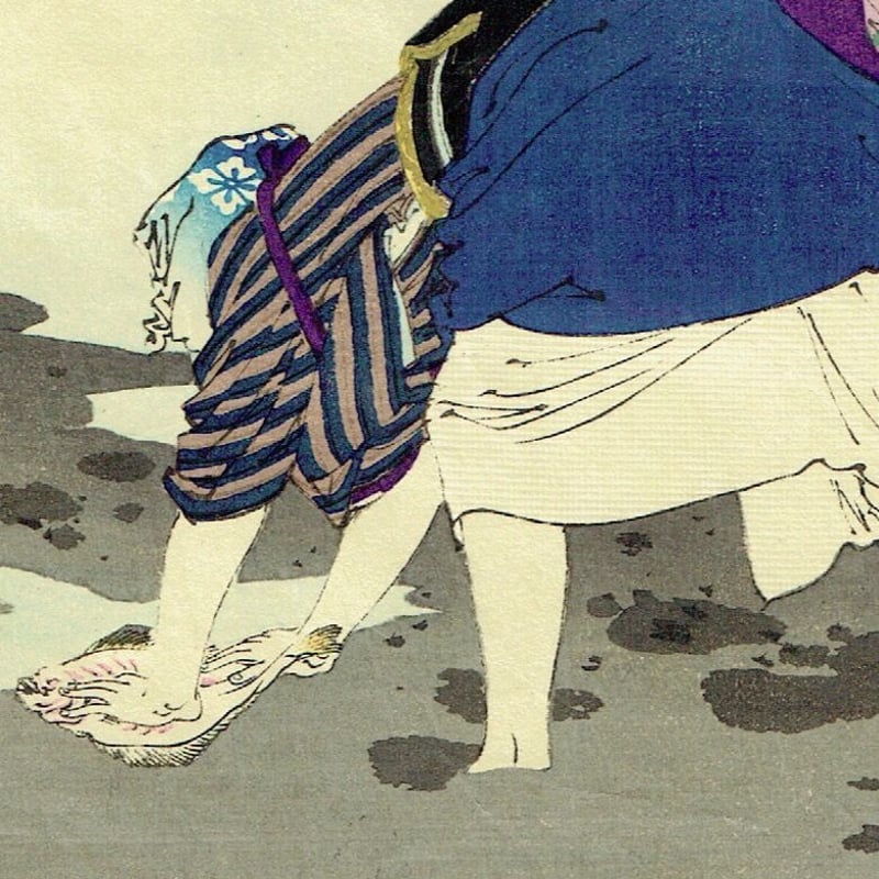 水野年方 「三十六佳撰 汐干 文化頃婦人」明治26年（1893）【浮世絵