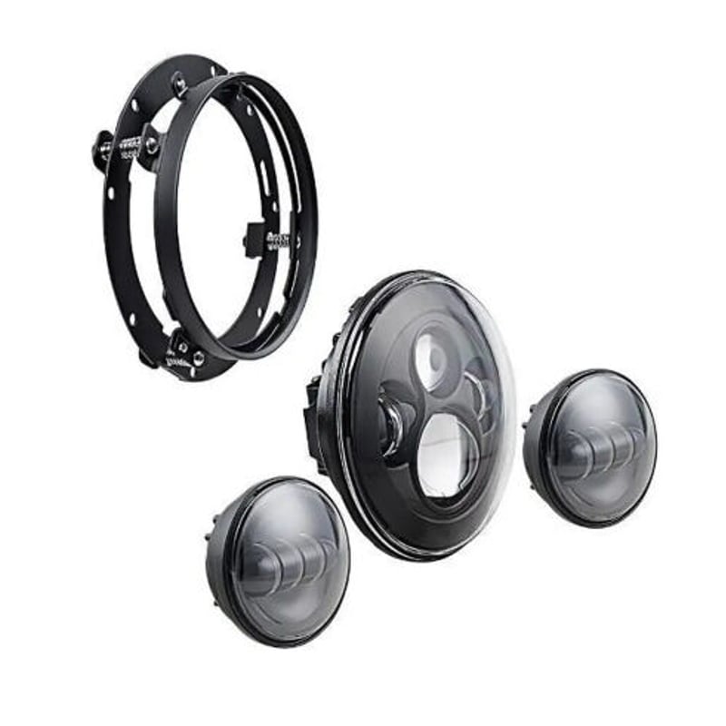 ハーレー LEDヘッドライト 7インチ ブラック パッシング 左右 フォグ