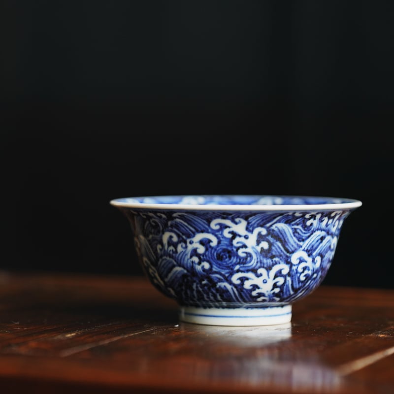 中国 染付 人物紋碗 銘文あり 送料込み250218 金山 中国 大明萬暦年製