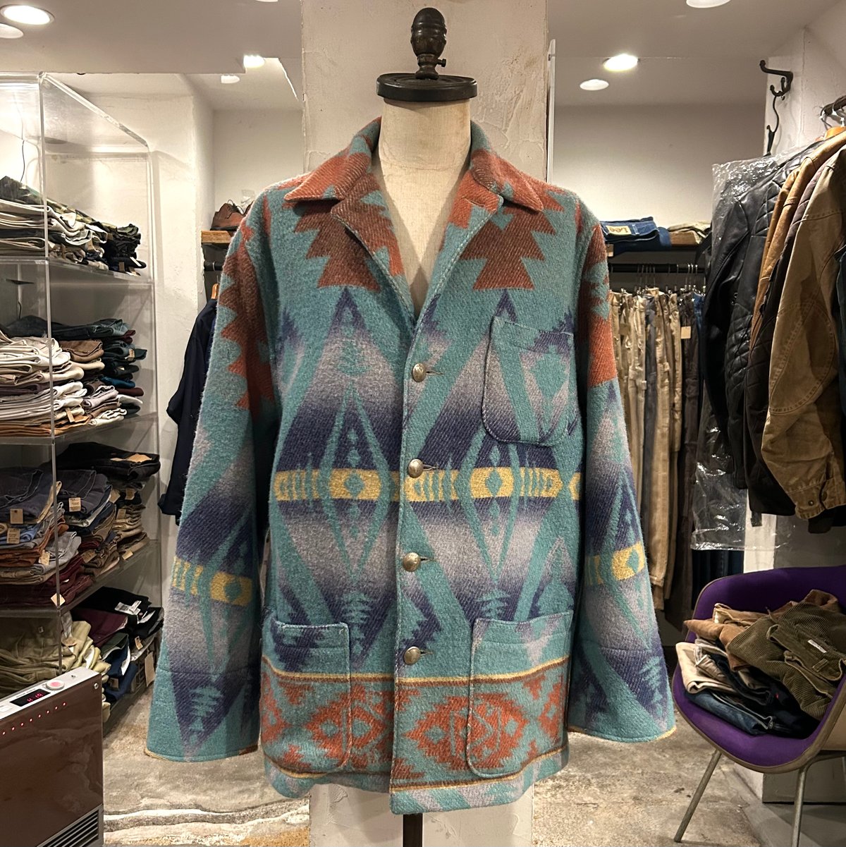 90s POLO COUNTRY RALPH LAUREN ネイティブ柄 ラグジャケット ポロ