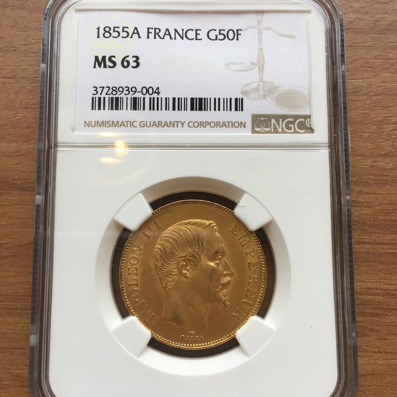 NGC-AU 洗浄 1870A フランス ナポレオン3世 月桂冠 パリ 最終年号 NGC