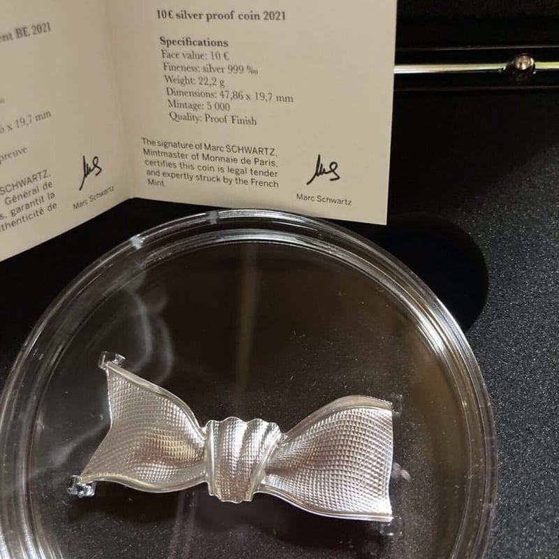 Dior公式 フランス造幣局 2021 ディオール 10ユーロ銀貨 リボン型