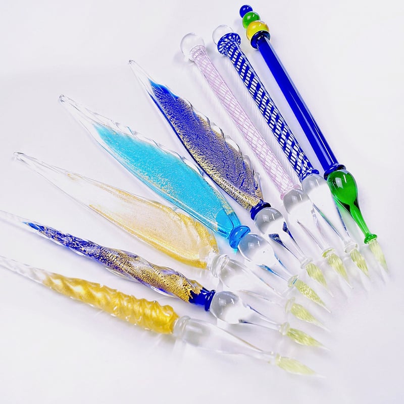 Gold Feather Glass Pen 羽根ペン型 ムラーノガラスペン ヴェネチアング