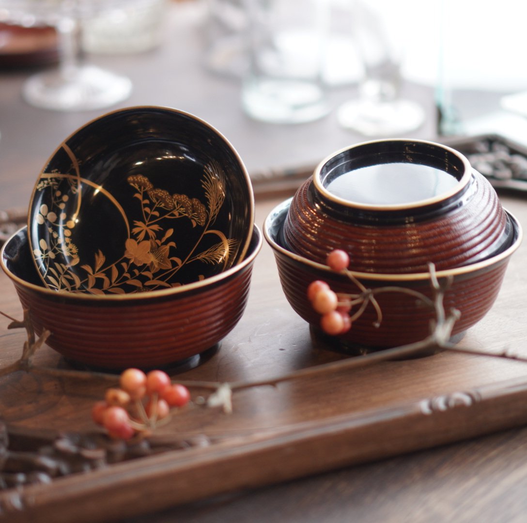 時代物! 江戸期 20客 吸い物椀 金蒔絵 黒漆塗 古い漆器 漆器 輪島塗