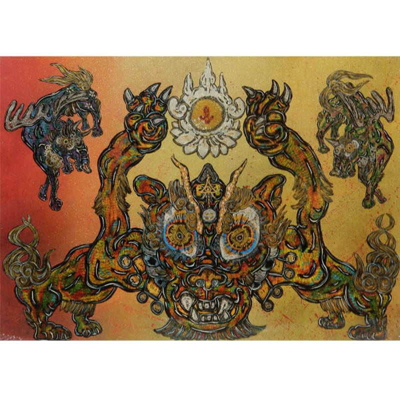 小松美羽「宇宙と地球の調和を祈る」シルクスクリーン・ラメ | BISENDO