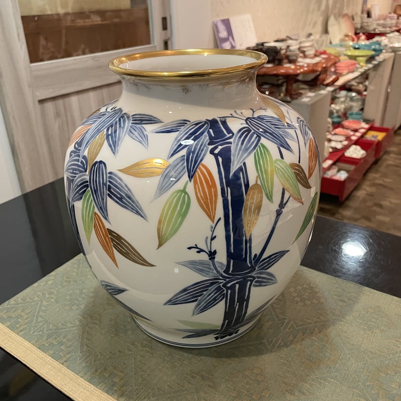 大倉陶園 竹笹花瓶 一品作 昭和38年 | つちや陶器店