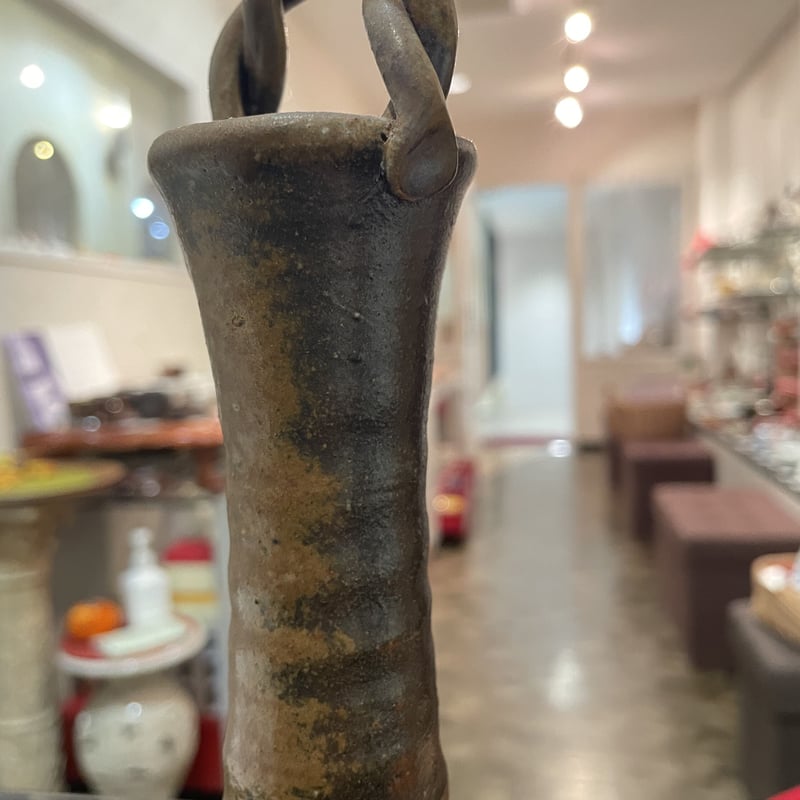 備前焼 鈴木勝詞作 鶴首花入 花瓶 | つちや陶器店