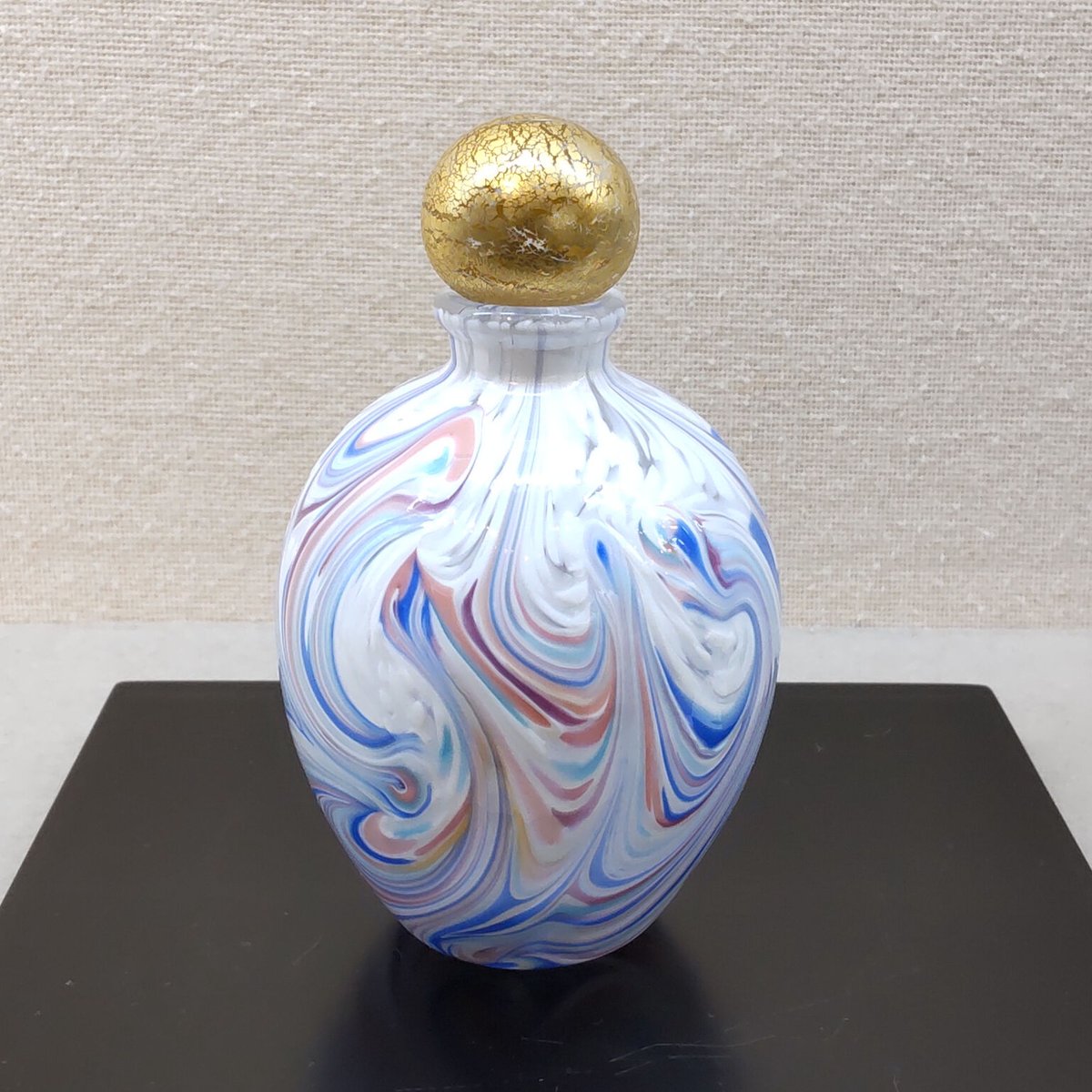 極美品 迫二郎 ガラスボウル 吹きガラス 銀箔 グリーン ガラス工芸品