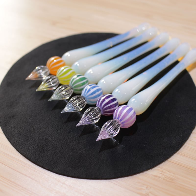 ストライプキャンディガラスペン (レモン) | ぐり工房 Online Shop