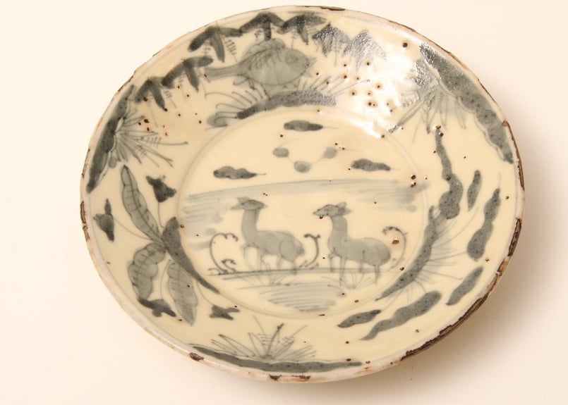 皿□染付魚紋 支那皿 古皿 古玩 唐物 中国 古美術