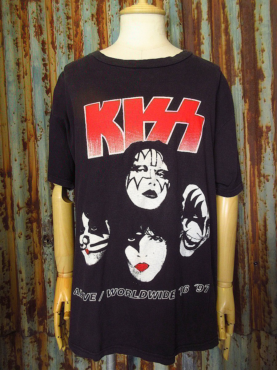 ビンテージ90's○KISS ALIVE/WORLDWIDE '96 '97 ツアーTシャツ黒