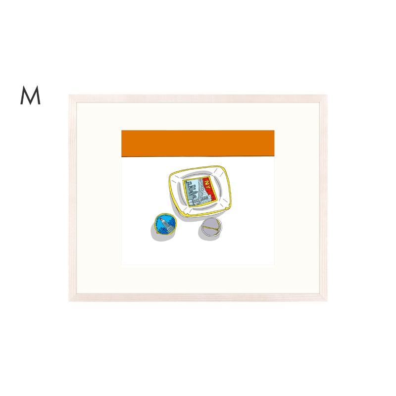 安西水丸】ジクレー版画 「バッジと灰皿」 | Crevis Online Store