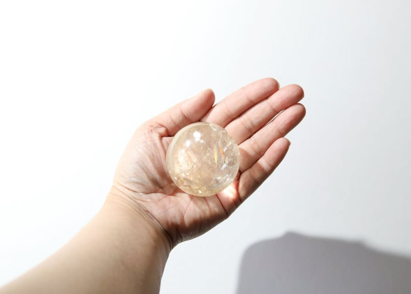 神が宿る石】虹入り ハイクオリティゴールデンカルサイト スフィア 木