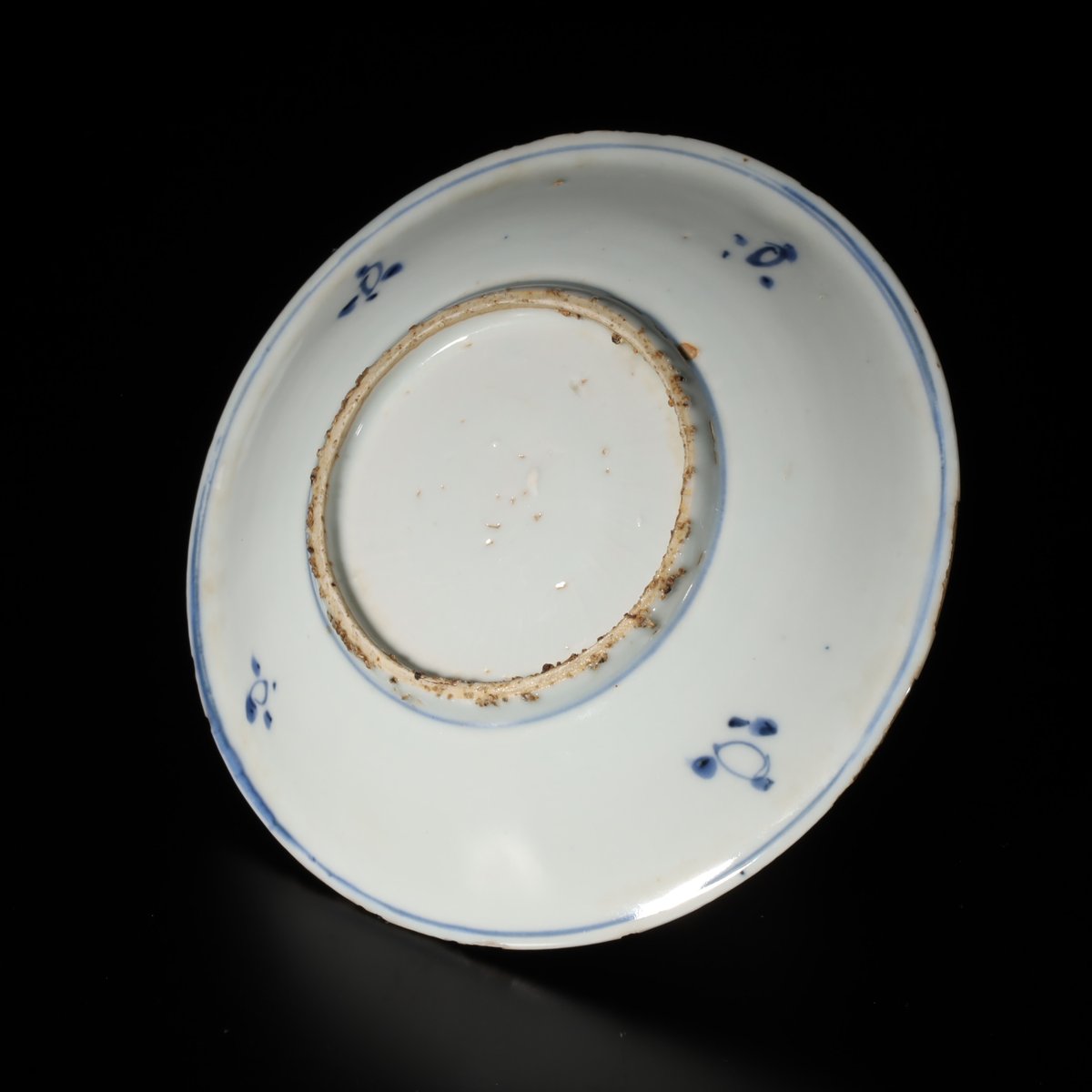 青華釉裏紅 山水紋花口大皿 送料込み0801 青華釉裏紅 山水紋花口大皿