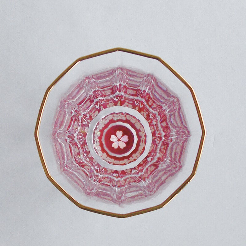 天野漆器】金杯（万華鏡）桜（貝入）朱／黒 | 高岡伝渡 -online shop-